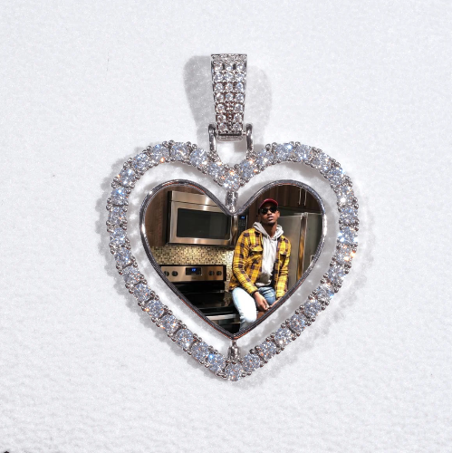 3D Spinning 2-Faced Heart Custom Picture Pendant