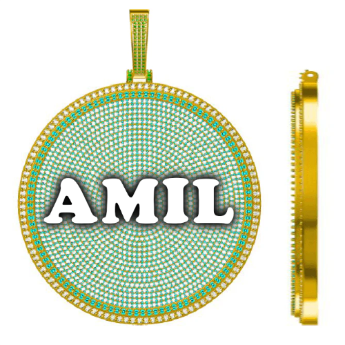 CUSTOM LETTER NECKLACE 3D BIG DISC