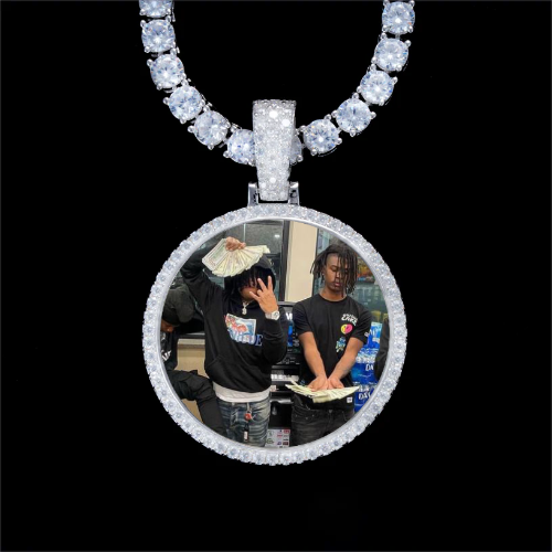 925S & VVS Moissanite 3D Circle Custom Picture Pendant