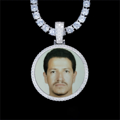 925S & VVS Moissanite 3D Circle Custom Picture Pendant