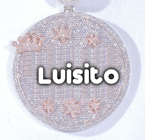 CUSTOM LETTER NECKLACE 3D BIG CROWN DISC