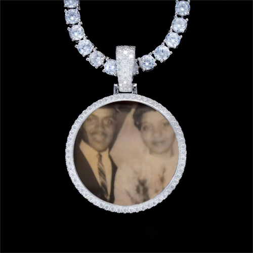 925S & VVS Moissanite 3D Circle Custom Picture Pendant