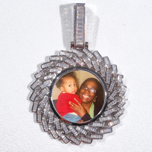 Large 3D Baguette Custom Picture Pendant