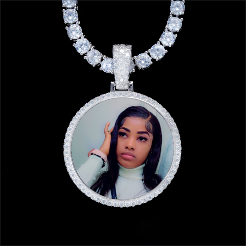925S & VVS Moissanite 3D Circle Custom Picture Pendant
