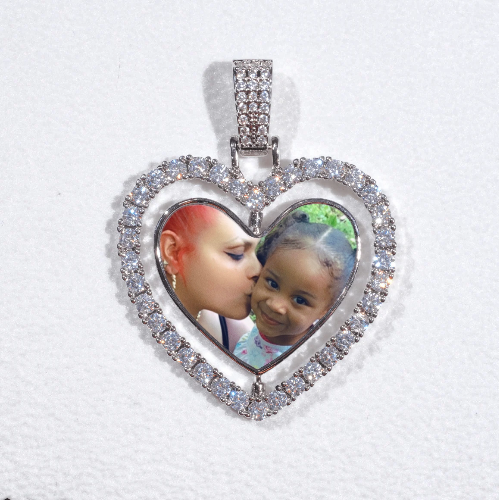 3D Spinning 2-Faced Heart Custom Picture Pendant