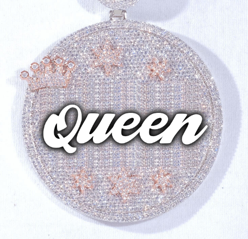 CUSTOM LETTER NECKLACE 3D BIG CROWN DISC