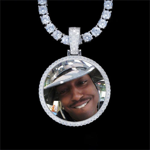 925S & VVS Moissanite 3D Circle Custom Picture Pendant