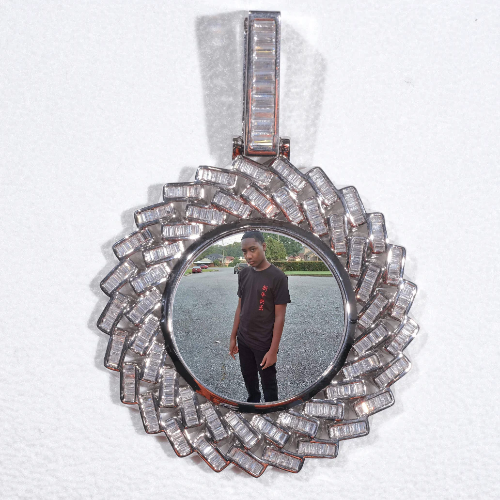 Large 3D Baguette Custom Picture Pendant