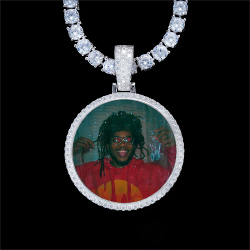 925S & VVS Moissanite 3D Circle Custom Picture Pendant
