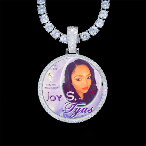 925S & VVS Moissanite 3D Circle Custom Picture Pendant