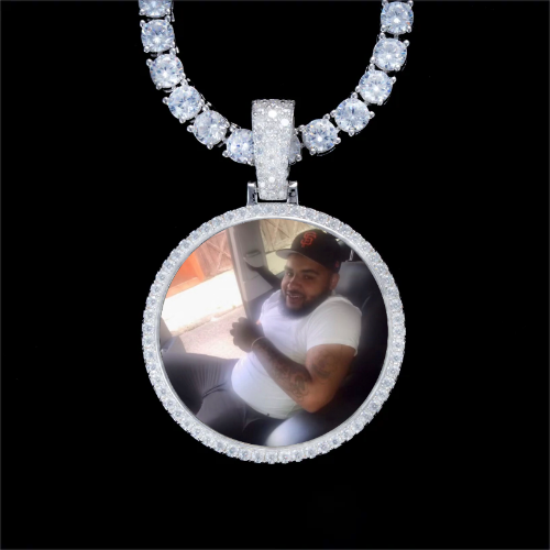 925S & VVS Moissanite 3D Circle Custom Picture Pendant