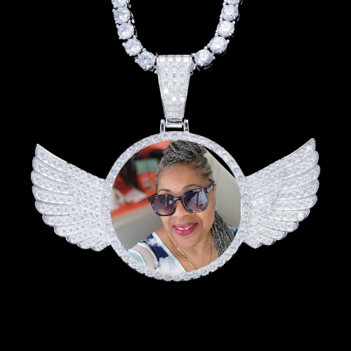 925S & VVS Moissanite 3D Wing Custom Picture Pendant