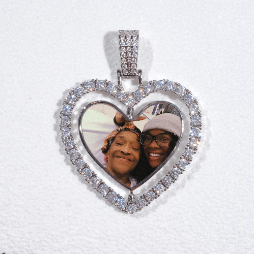 3D Spinning 2-Faced Heart Custom Picture Pendant