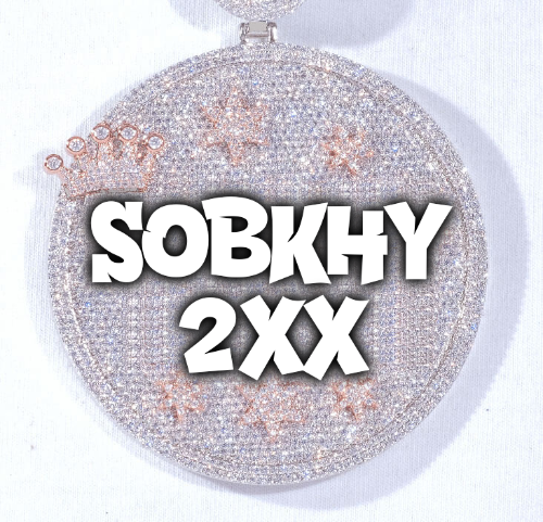 CUSTOM LETTER NECKLACE 3D BIG CROWN DISC