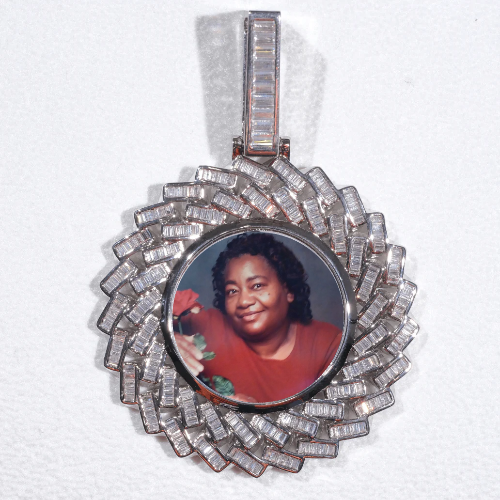 Large 3D Baguette Custom Picture Pendant