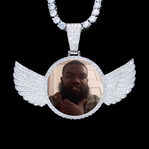 925S & VVS Moissanite 3D Wing Custom Picture Pendant