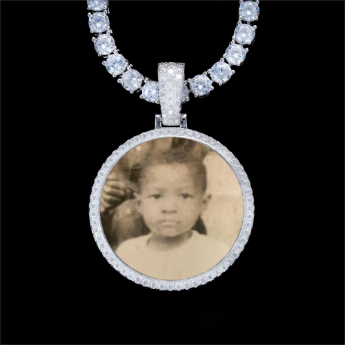 925S & VVS Moissanite 3D Circle Custom Picture Pendant