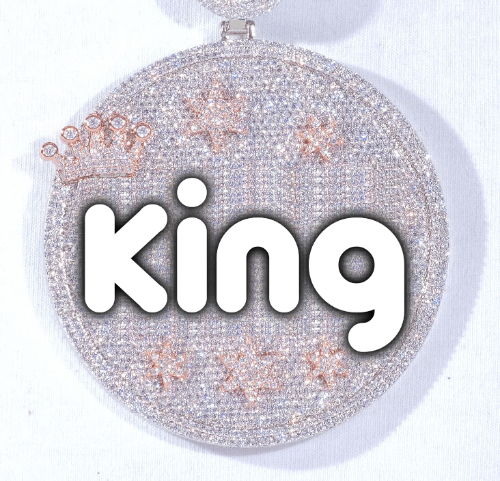 CUSTOM LETTER NECKLACE 3D BIG CROWN DISC