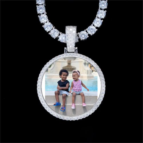 925S & VVS Moissanite 3D Circle Custom Picture Pendant