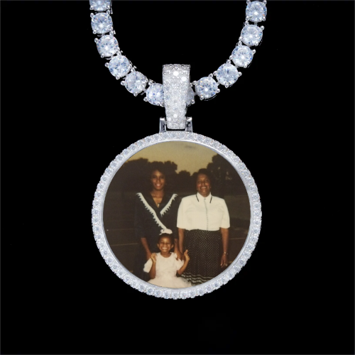 925S & VVS Moissanite 3D Circle Custom Picture Pendant
