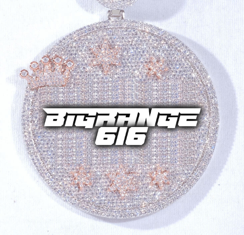 CUSTOM LETTER NECKLACE 3D BIG CROWN DISC