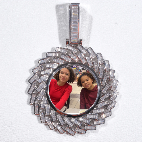 Large 3D Baguette Custom Picture Pendant