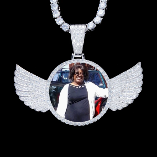 925S & VVS Moissanite 3D Wing Custom Picture Pendant