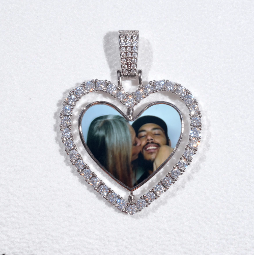 3D Spinning 2-Faced Heart Custom Picture Pendant