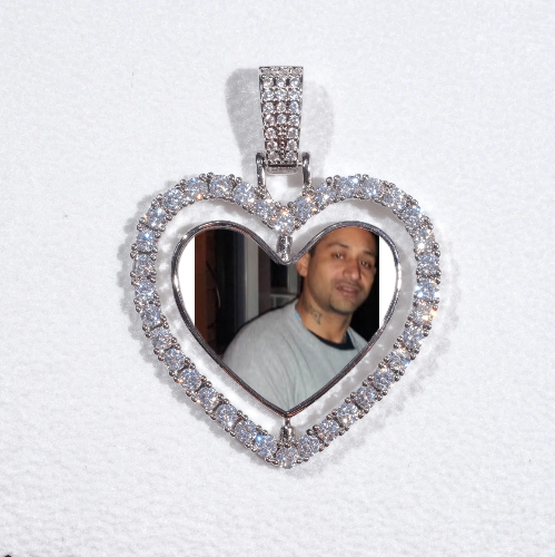 3D Spinning 2-Faced Heart Custom Picture Pendant