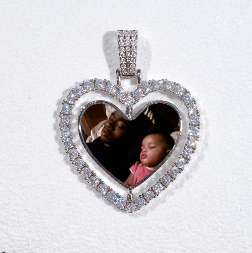 3D Spinning 2-Faced Heart Custom Picture Pendant