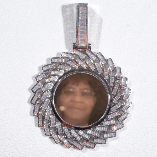 Large 3D Baguette Custom Picture Pendant