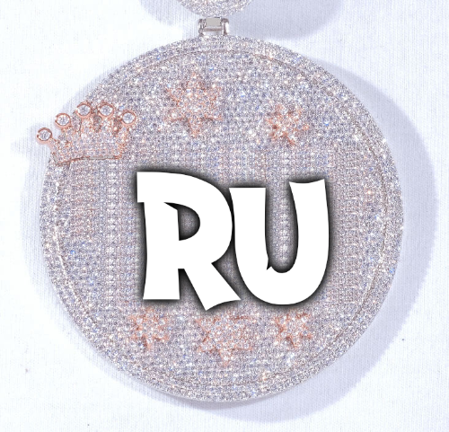 CUSTOM LETTER NECKLACE 3D BIG CROWN DISC
