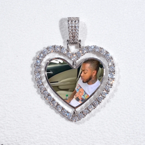 3D Spinning 2-Faced Heart Custom Picture Pendant
