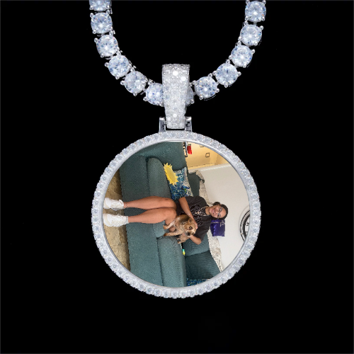 925S & VVS Moissanite 3D Circle Custom Picture Pendant