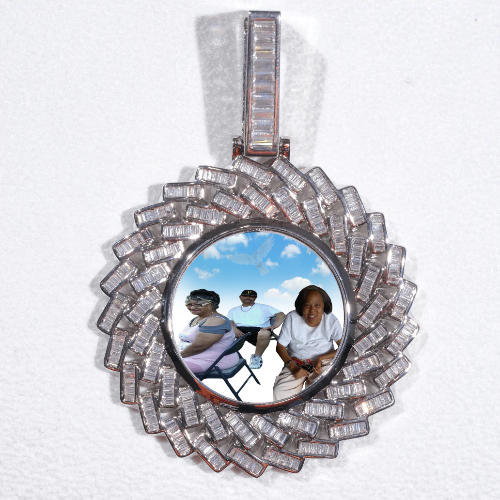 Large 3D Baguette Custom Picture Pendant