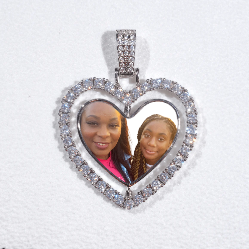 3D Spinning 2-Faced Heart Custom Picture Pendant