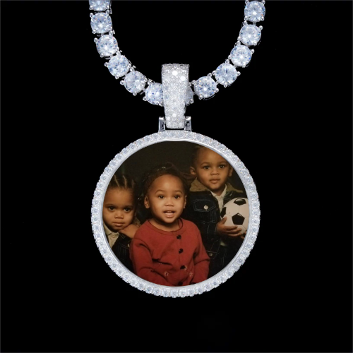 925S & VVS Moissanite 3D Circle Custom Picture Pendant