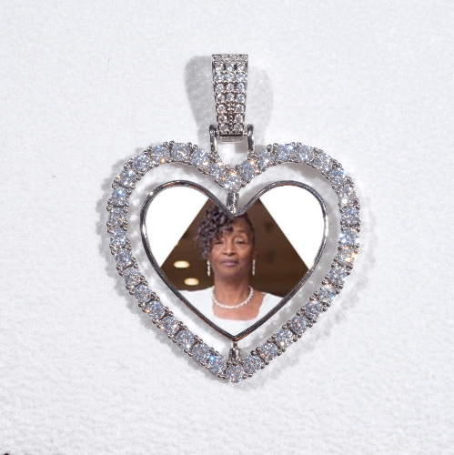 3D Spinning 2-Faced Heart Custom Picture Pendant