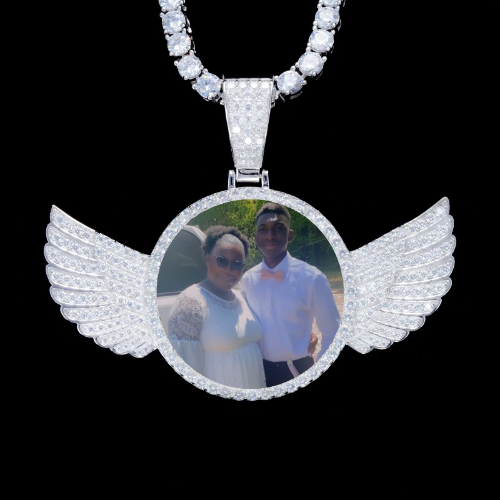 925S & VVS Moissanite 3D Wing Custom Picture Pendant
