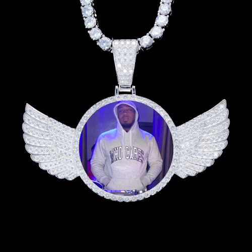 925S & VVS Moissanite 3D Wing Custom Picture Pendant