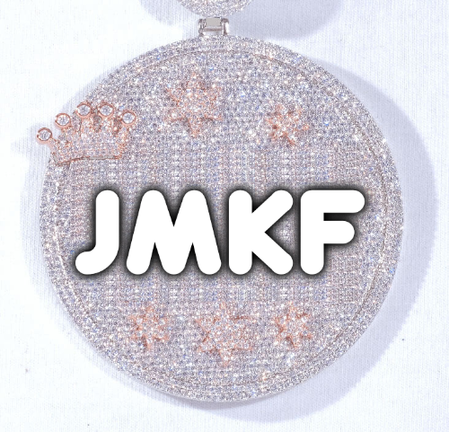 CUSTOM LETTER NECKLACE 3D BIG CROWN DISC