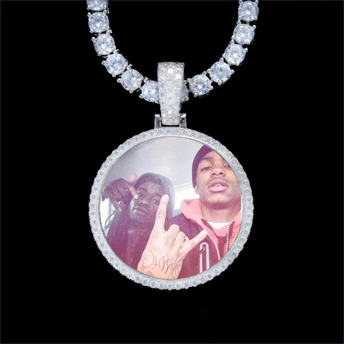 925S & VVS Moissanite 3D Circle Custom Picture Pendant
