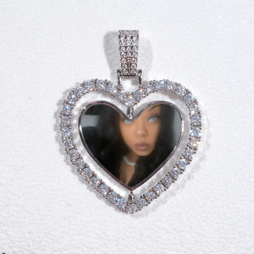 3D Spinning 2-Faced Heart Custom Picture Pendant