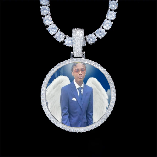 925S & VVS Moissanite 3D Circle Custom Picture Pendant