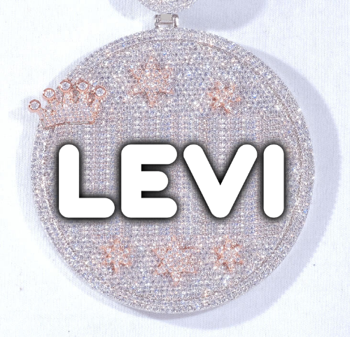 CUSTOM LETTER NECKLACE 3D BIG CROWN DISC