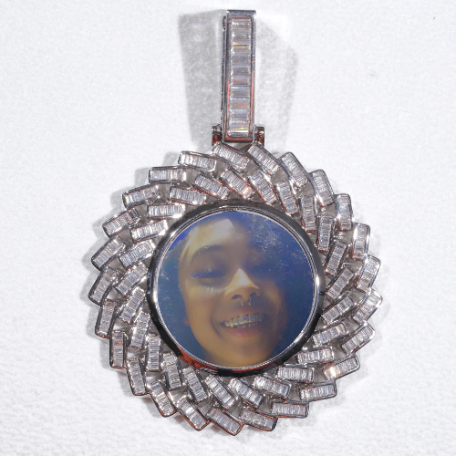 Large 3D Baguette Custom Picture Pendant