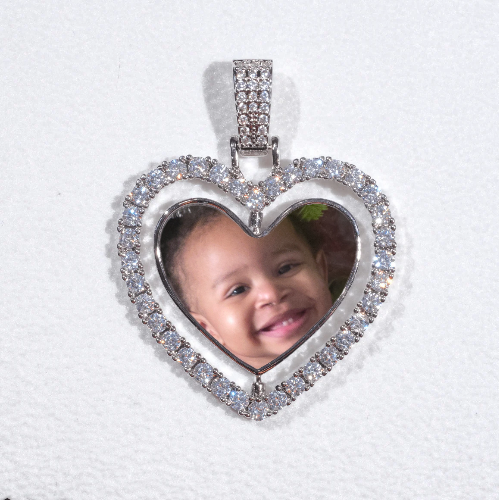 3D Spinning 2-Faced Heart Custom Picture Pendant