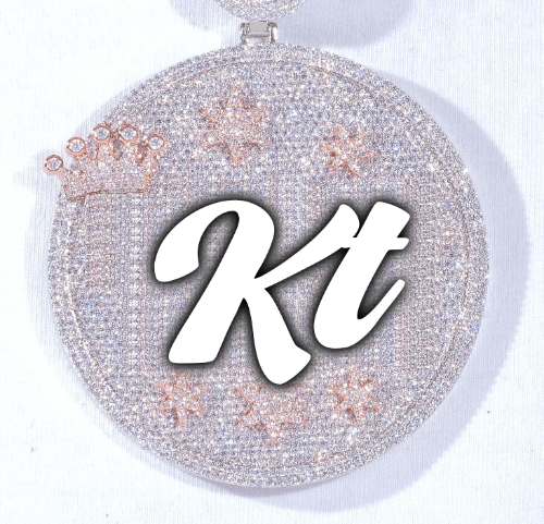 CUSTOM LETTER NECKLACE 3D BIG CROWN DISC