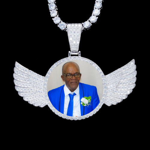 925S & VVS Moissanite 3D Wing Custom Picture Pendant