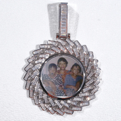Large 3D Baguette Custom Picture Pendant